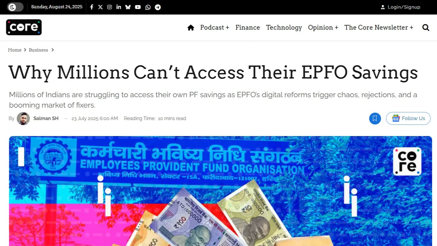 Cover image for article on Why Millions Can’t Access Their EPFO Savings.