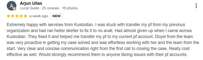 Google review by Arjun Ullas