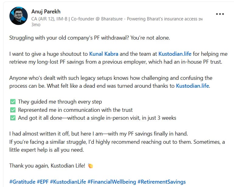 EPF review on LinkedIn