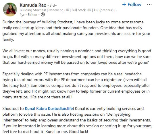 EPF review on LinkedIn