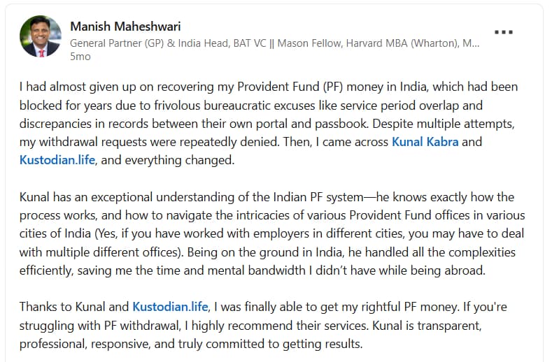 EPF review on LinkedIn