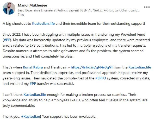 EPF review on LinkedIn