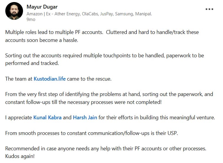 EPF review on LinkedIn