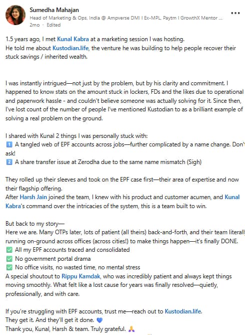 EPF review on LinkedIn